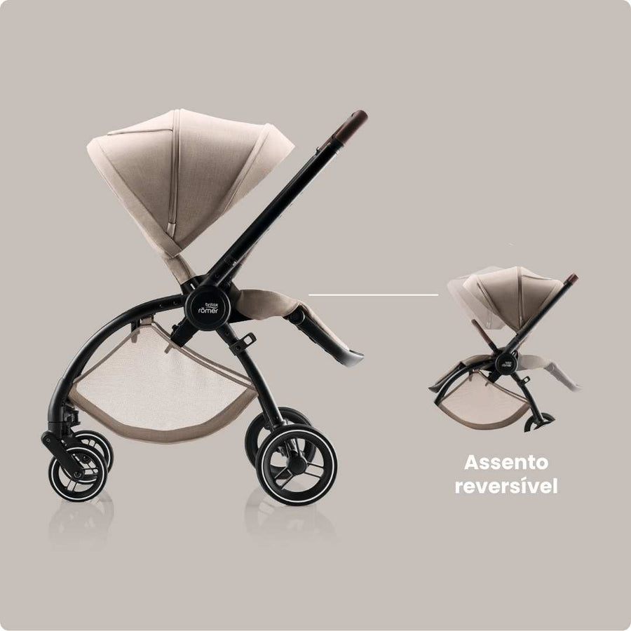 Trio Rio Carrinho de Bebé + Ovinho Baby-Safe Pro + Base Isofix Vario 5Z da Britax Römer - Style Teak