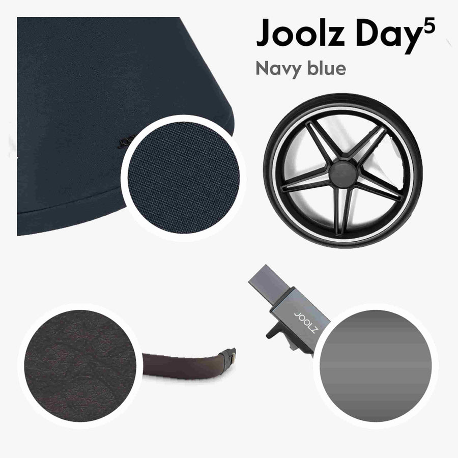 Joolz Day5 Carrinho de Passeio (Navy Blue) + Capa de Chuva + Adaptadores Auto Joolz + Base Beyond + Cadeira Auto Go Beyond da Besafe (Fresh Black)