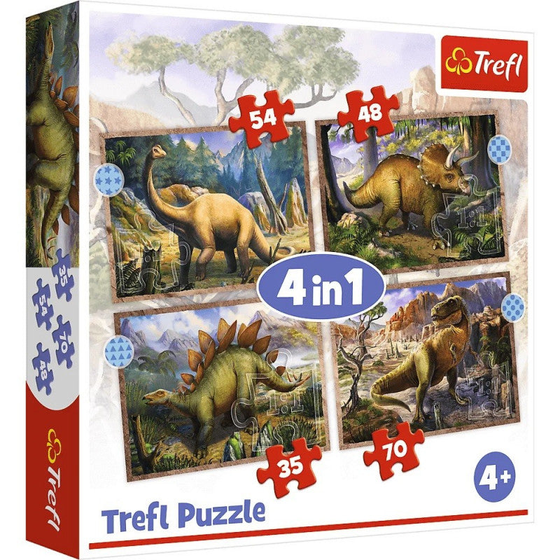 Trefl Puzzles 4 em 1 - Dinossauros