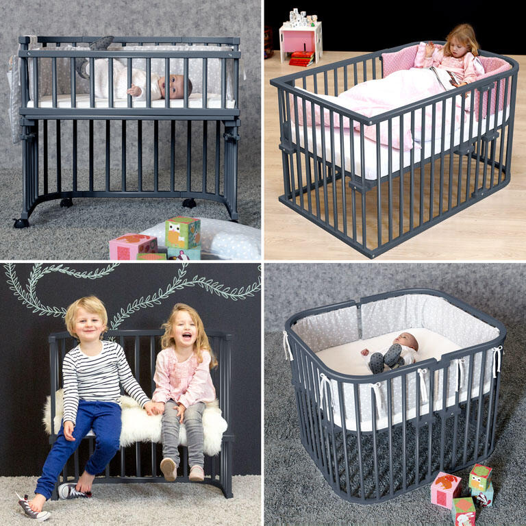 Babybay Cama Co-Sleep Boxspring - lacado cinza pizarra