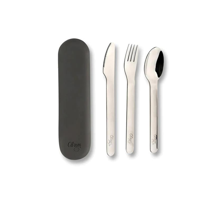 Citron Conjunto de Talheres e Estojo em Silicone - Negro