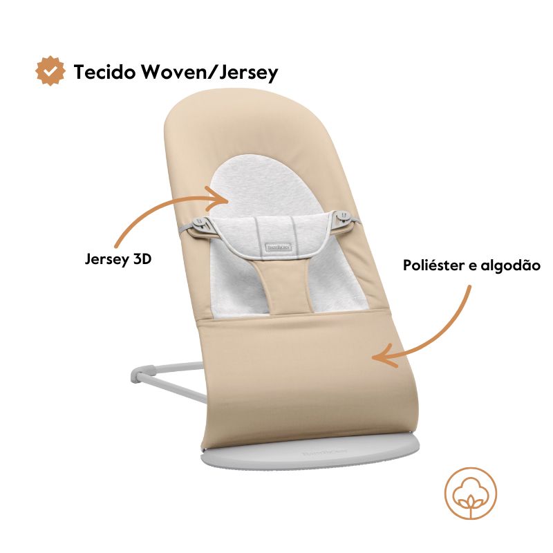 BabyBjorn Espreguiçadeira Balance Soft Woven/Jersey - Beige/Gris