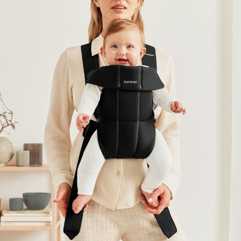 BabyBjorn Mochila Porta Bebé Mini Cotton - Negro