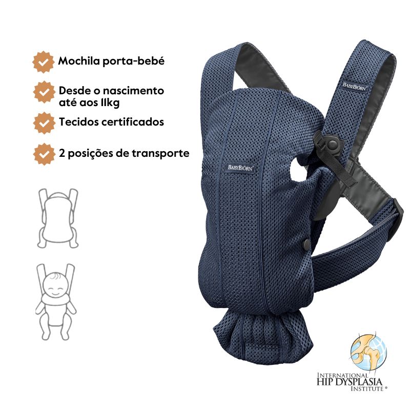 BabyBjorn Mochila Porta Bebé Mini Mesh - Azul Marino