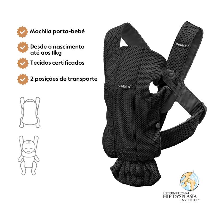 BabyBjorn Mochila Porta Bebé Mini Mesh - Negro