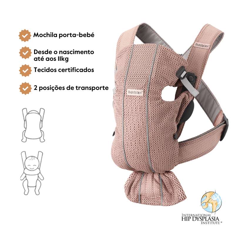 BabyBjorn Mochila Porta Bebé Mini Mesh - Rosa palo