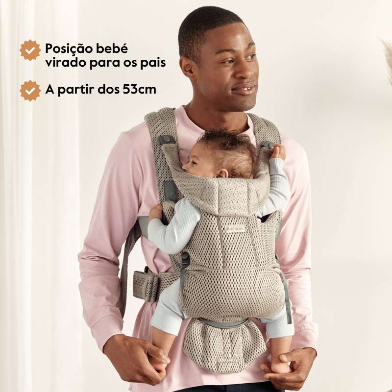 BabyBjorn Mochila Porta Bebé Move Mesh - Gris/Beige