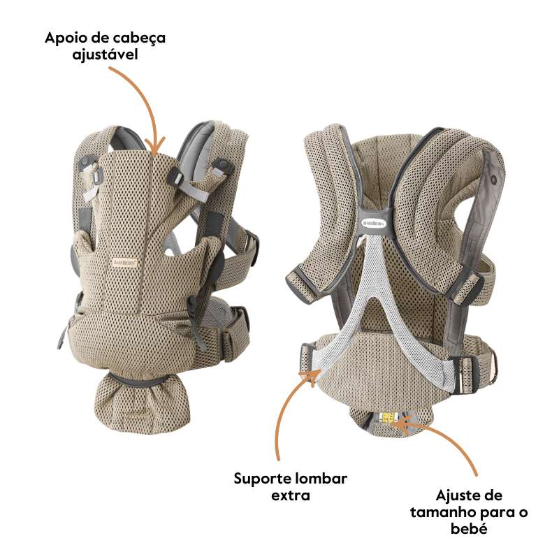 BabyBjorn Mochila Porta Bebé Move Mesh - Gris/Beige