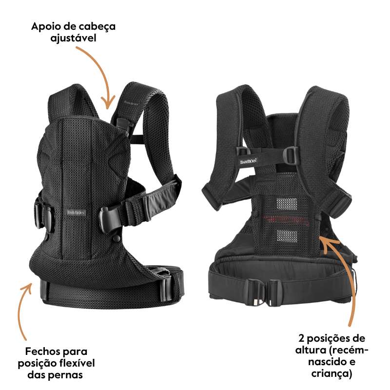 BabyBjorn Mochila Porta Bebé One Woven Mix - Negro
