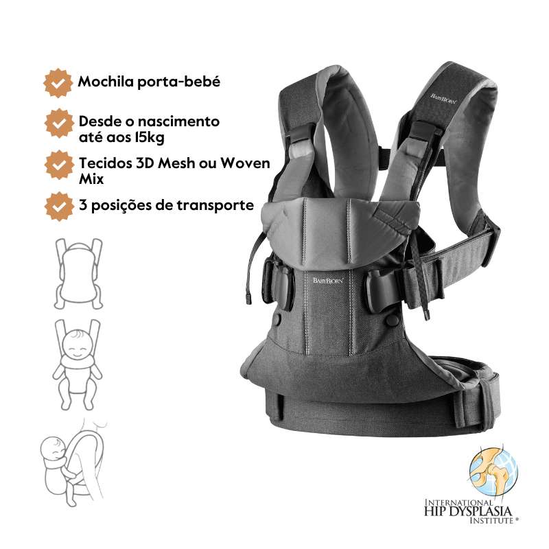 BabyBjorn Mochila Porta Bebé One Woven Mix - Gris oscuro