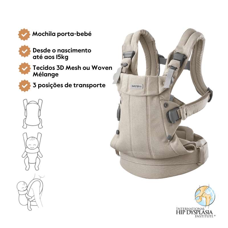 Babybjorn Mochila Porta Bebé Harmony Woven Melange - Beige Claro