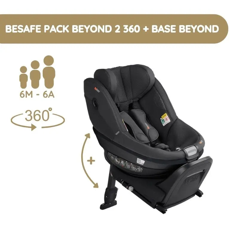 BeSafe Pack Cadeira Auto Beyond 2 360 com Base Isofix - Anthracite Mesh