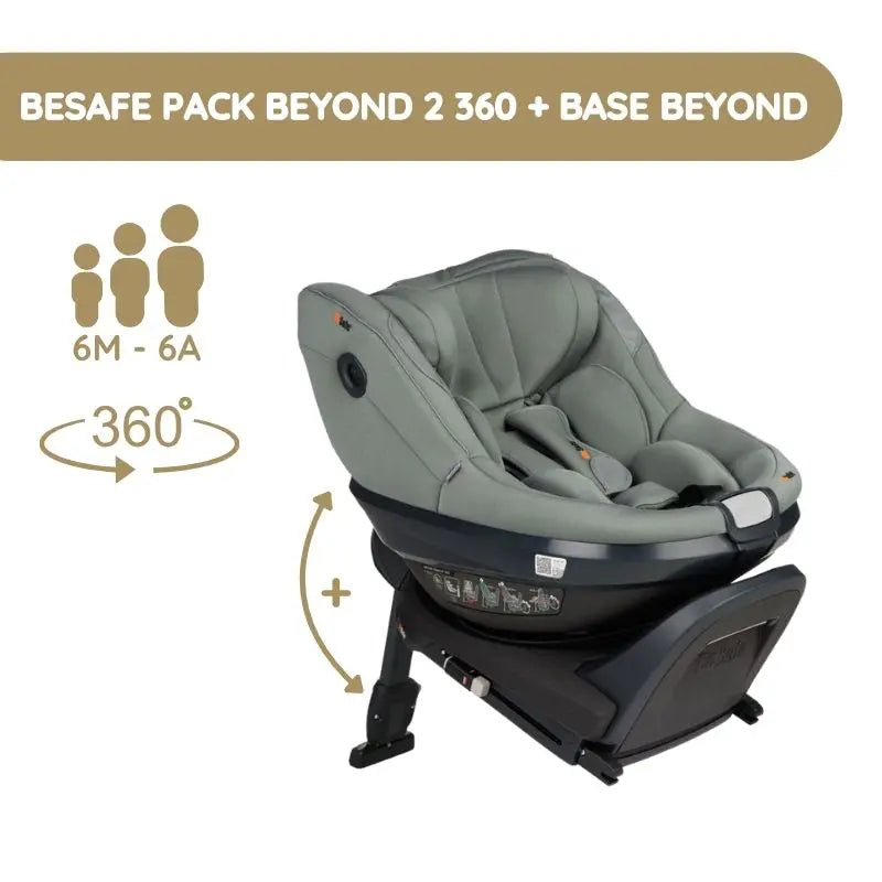 BeSafe Pack Cadeira Auto Beyond 2 360 com Base Isofix - Meadow Green SoftBreeze
