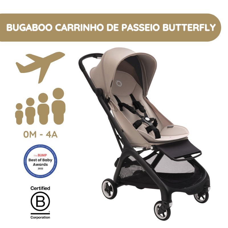 Bugaboo Carrinho de Bebé Butterfly - Black/Desert Taupe