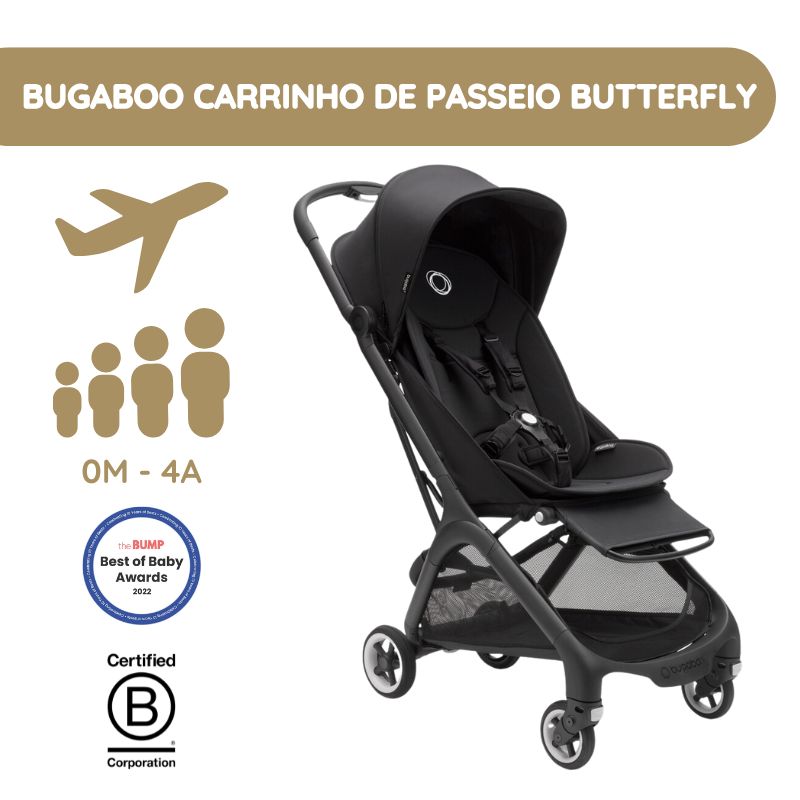 Bugaboo Carrinho de Bebé Butterfly - Black/Midnight Black
