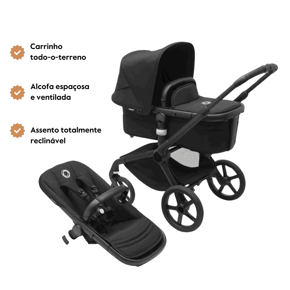 Carrinho de Bebé Fox 5 Completo da Bugaboo  - Black/Midnight Black