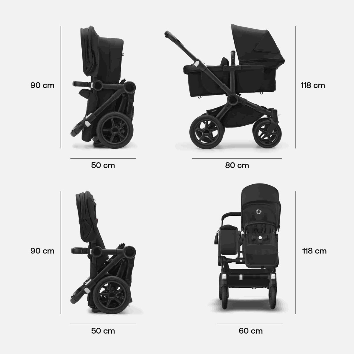 Carrinho de Bebé Donkey 5 Mono Completo da Bugaboo - Cresce com a família - Graphite/Stormy Blue