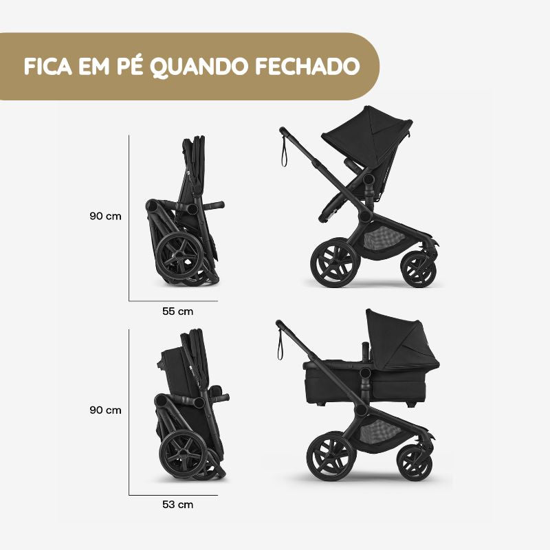 Carrinho de Bebé Bugaboo Fox 5 Renew - Negro/Negro Clássico