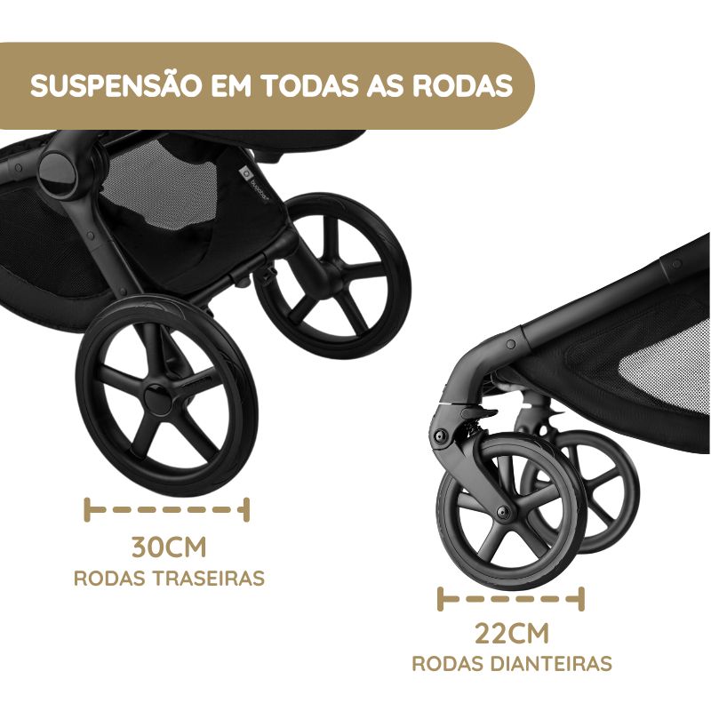 Carrinho de Bebé Bugaboo Fox 5 Renew - Negro/Negro Clássico-Branco Neblina