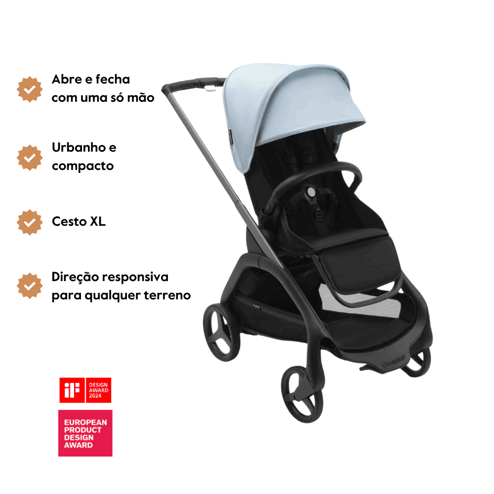 Carrinho de Bebé Dragonfly Completo da Bugaboo - Graphite/Midnight Black/Blue Horizon