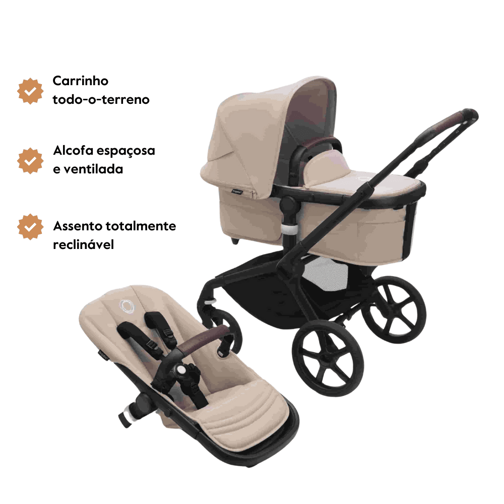 Carrinho de Bebé Fox 5 Completo da Bugaboo - Black/Desert Taupe