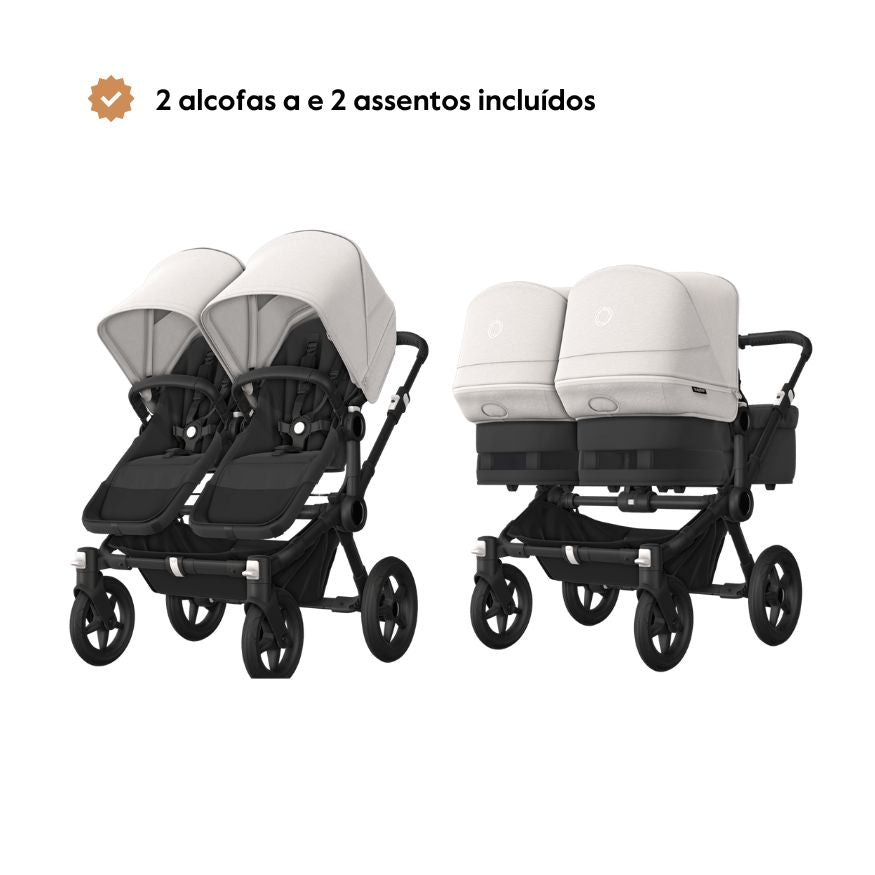Carrinho de Bebé para Gémeos Bugaboo Donkey 5 Twin - Black/Midnight Black