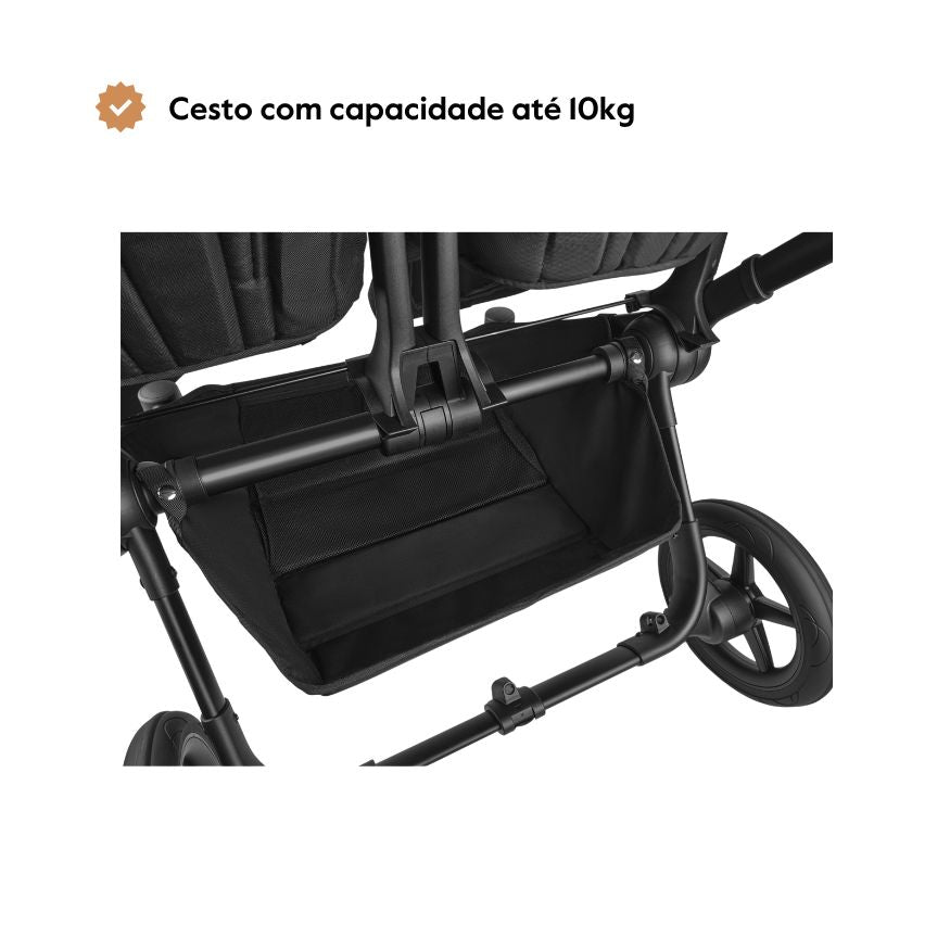 Carrinho de Bebé para Gémeos Bugaboo Donkey 5 Twin - Graphite/Gris Melange