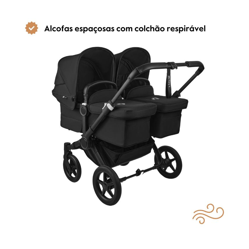 Carrinho de Bebé para Gémeos Bugaboo Donkey 5 Twin - Black/Desert Taupe