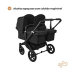 Carrinho de Bebé para Gémeos Bugaboo Donkey 5 Twin - Black/Desert Taupe