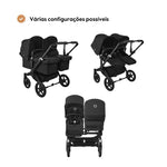 Carrinho de Bebé para Gémeos Bugaboo Donkey 5 Twin - Black/Desert Taupe