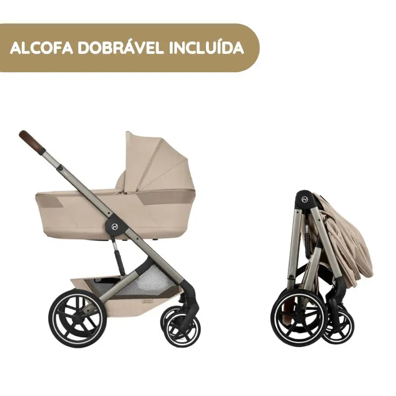 Cybex Balios S Lux Carrinho de Bebé com Alcofa Dobrável - Almond Beige