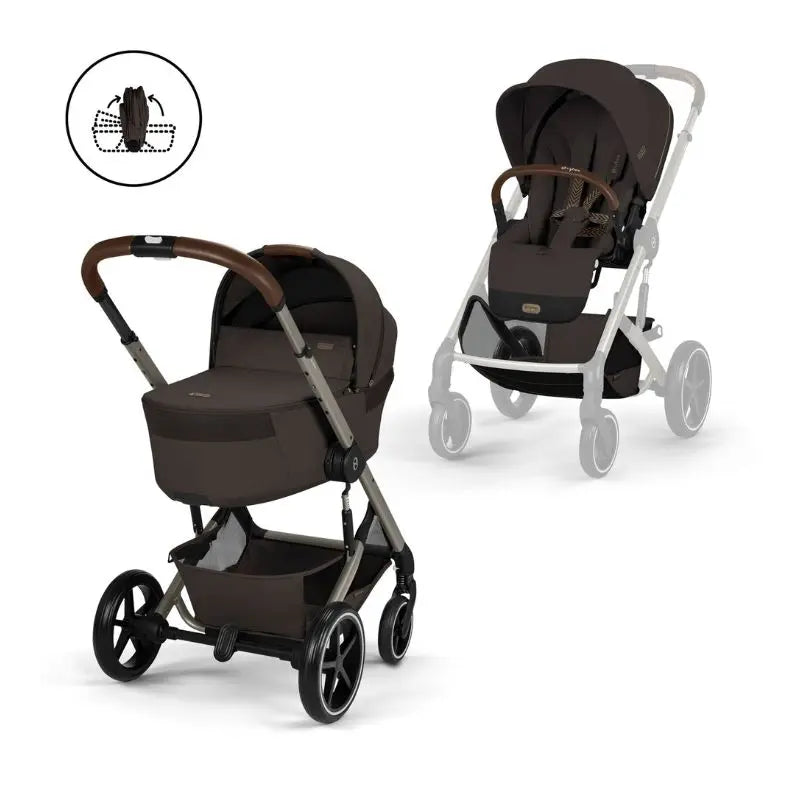 Cybex Balios S Lux Carrito de Bebé con Capazo Plegable - Chocolate Brown