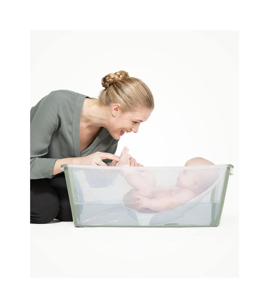 Stokke Flexi Bath + Redutor + Suporte - Transparente & Verde