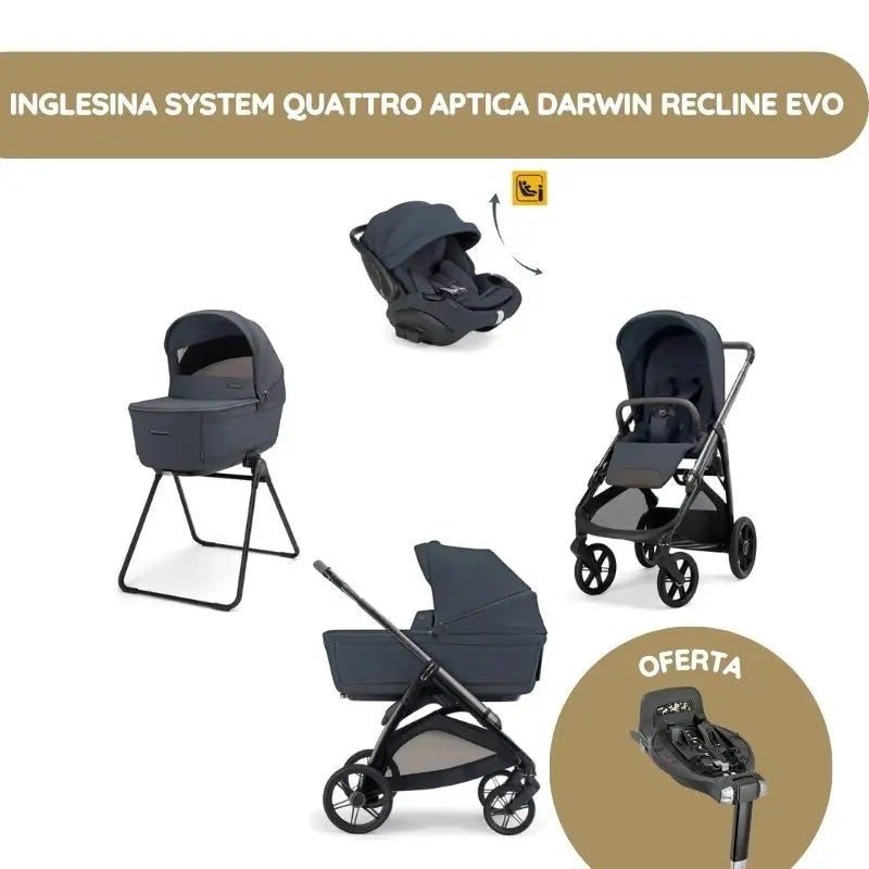 Inglesina Sistema Cochecito Aptica Darwin Recline Evo - Azul Zafiro