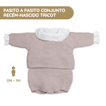 Pasito a Pasito Conjunto Recém-nascido Tricot 0-1M/56 cm - Rosa