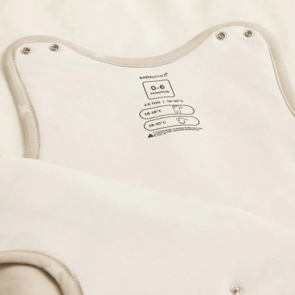 SnuzPouch Saco de dormir 0-6 meses Tog 1.0 - Grey Cloud