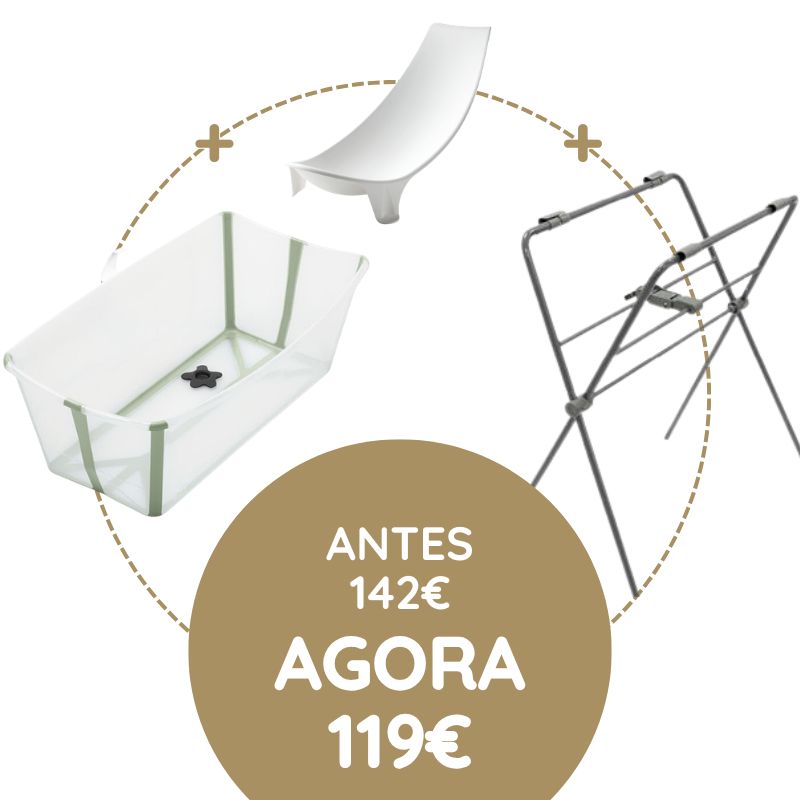Stokke Flexi Bath + Redutor + Suporte - Transparente & Verde
