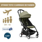 Stokke YOYO 3 Carrinho de Bebé - Black + Color Pack - Olive