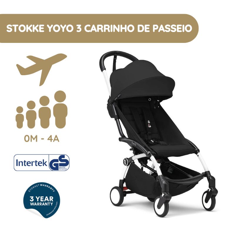 Stokke YOYO 3 Carrinho de Bebé - White + Color Pack - Black