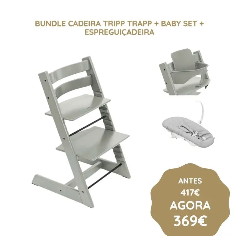 Stokke Pack Silla Tripp Trapp + Baby Set + Hamaca - Storm Grey