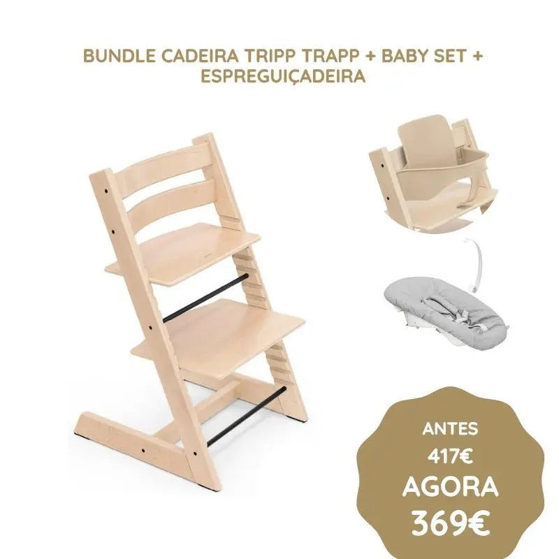 Stokke Lote Silla Tripp Trapp + Baby Set + Hamaca - Natural