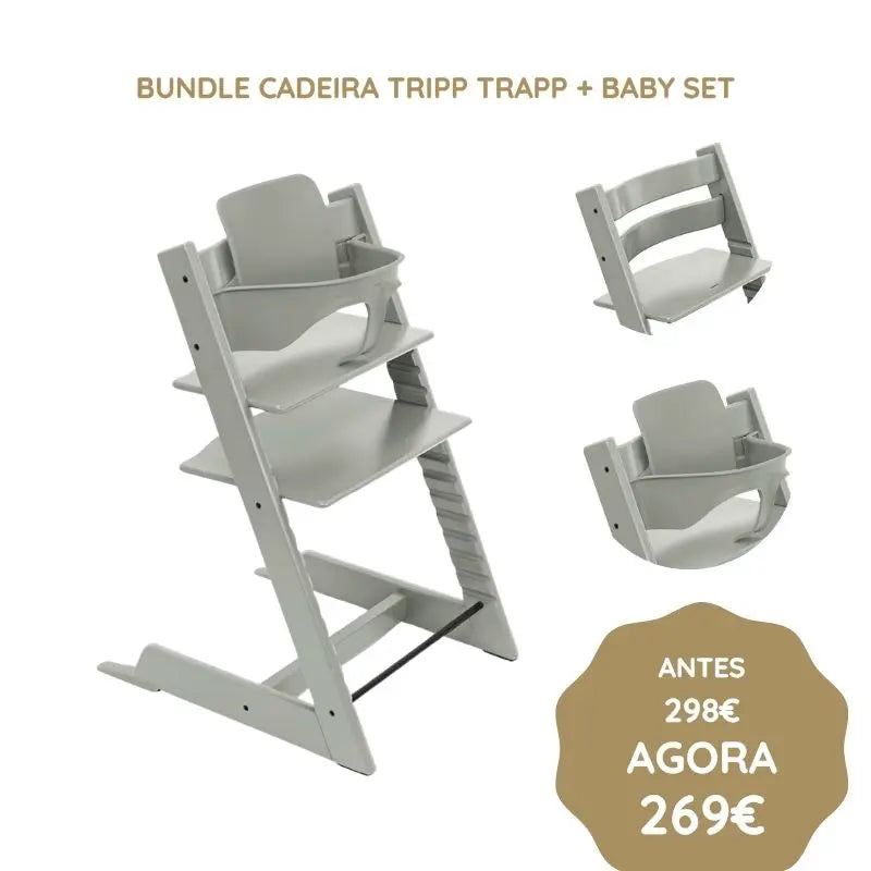 Stokke Tripp Trapp Chair + Baby Set Bundle - Storm Grey