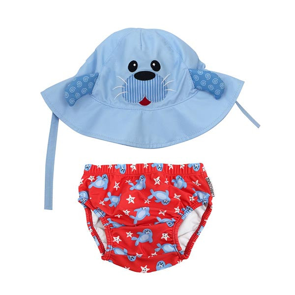 ZooCchini - Conjunto de Banho Chapéu e Cueca 6-12 meses - Foca