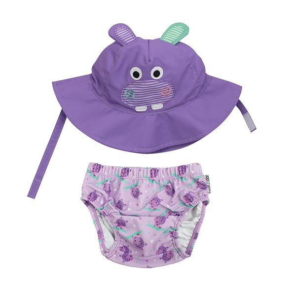ZooCchini - Conjunto de Banho Chapéu e Cueca 6-12 meses - Hipopótamo
