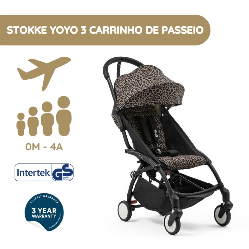 Stokke YOYO 3 Carrinho de Passeio - Black + Color Pack - Leopard