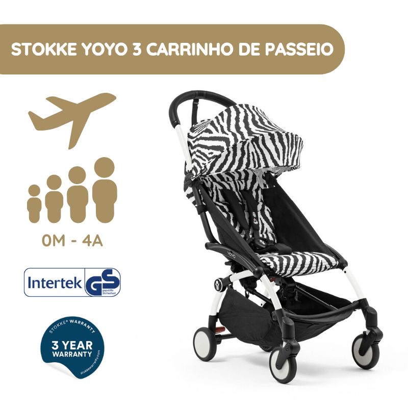 Stokke YOYO 3 Carrinho de Passeio - White + Color Pack - Zebra