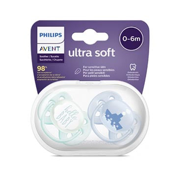 Philips Avent - 2 Chupetas - Ultra Soft Deco 0-6M - Menino