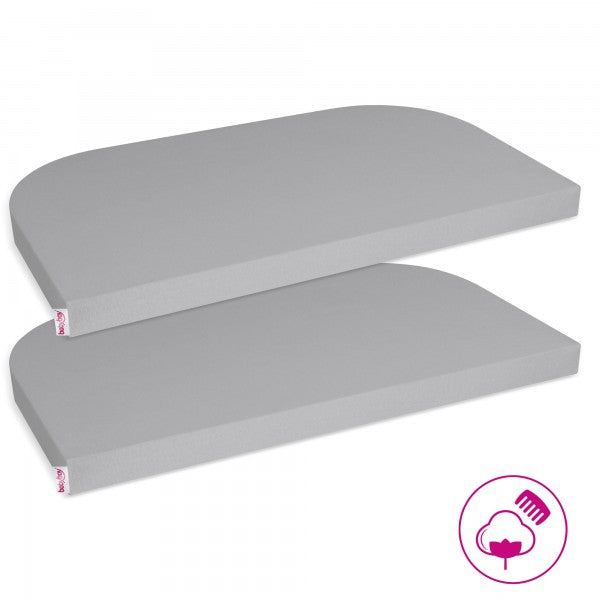 Babybay 2 Lençóis Ajustáveis Jersey Deluxe para Maxi, Midi, Boxspring, Comfort e Comfort Plus - cinza