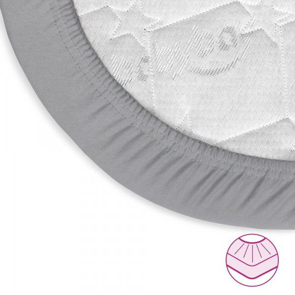 Babybay 2 Lençóis Ajustáveis Jersey Deluxe para Maxi, Midi, Boxspring, Comfort e Comfort Plus - cinza