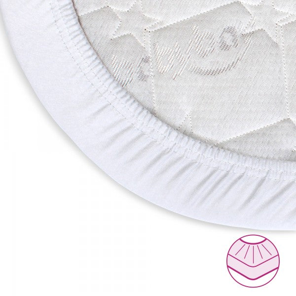 Babybay Lençol Ajustável Jersey Deluxe para Maxi, Midi, Boxspring, Comfort e Comfort Plus - branco